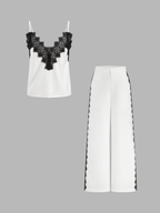 Lace Trim Cami Top & Wide Leg Pants Set