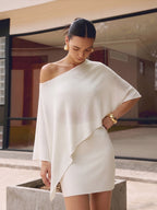 Asymmetric Knit Cape Top & Mini Skirt Set