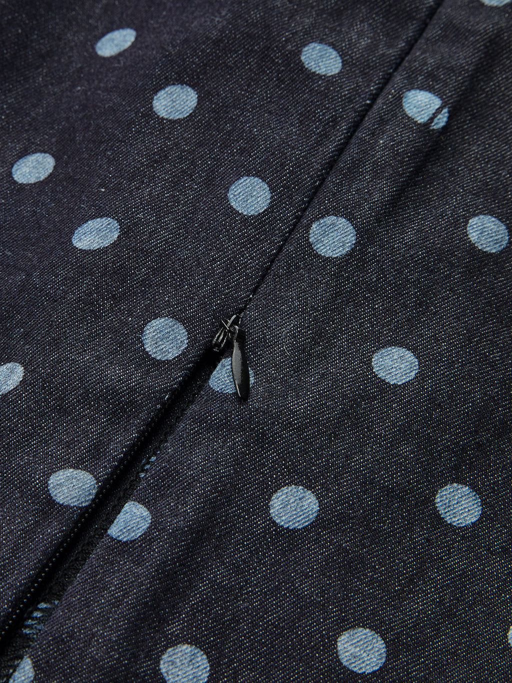 Denim Polka Dot Crop Top & Pants Set