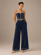 Cotton Linen Cami Top & Wide Leg Pant Set