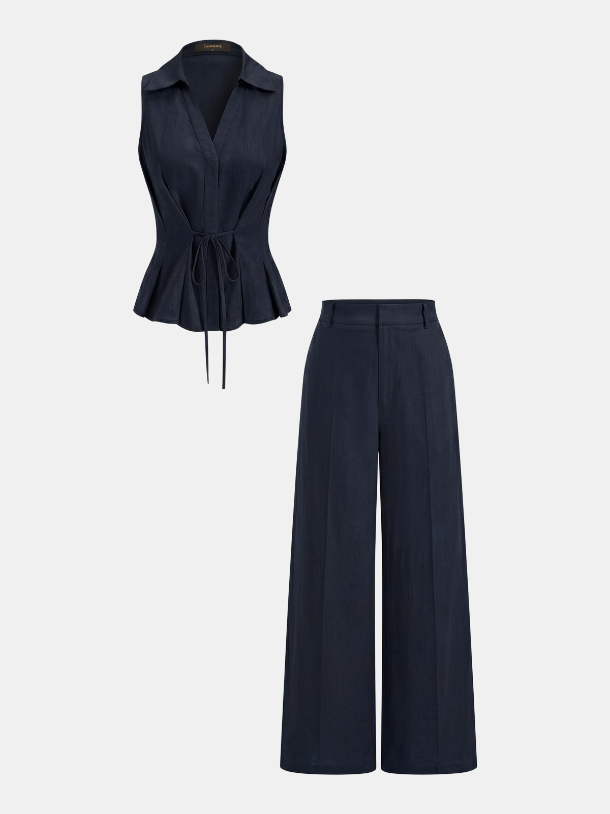 Linen-Blend Sleeveless Shirt & Pants Set