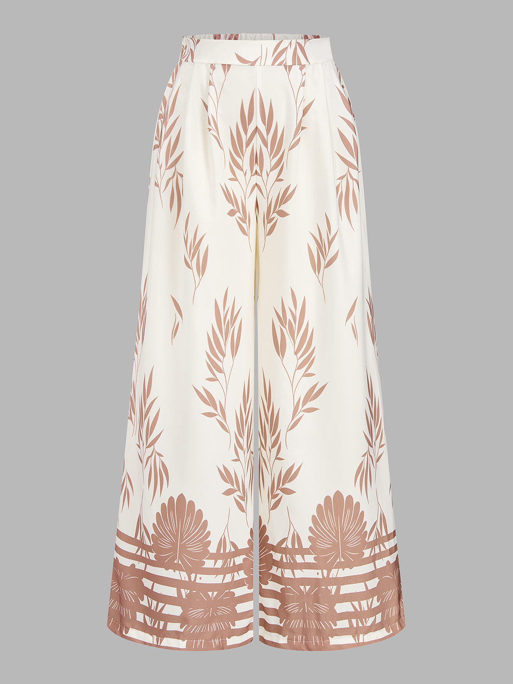 Leaf Print Halter Neck Crop Top & Pants Set