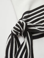 Cap Sleeve V-Neck Striped Tie Knit Top