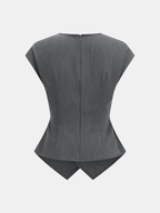 Cap Sleeve Ruched Blouse & Pleated Pants Set
