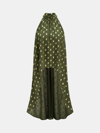 Polka Dot Halter Asymmetrical Blouse