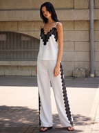 Lace Trim Cami Top & Wide Leg Pants Set