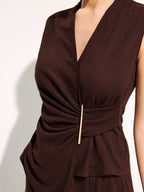 Metal Detail Ruched Top & Pants Set