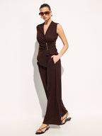 Metal Detail Ruched Top & Pants Set