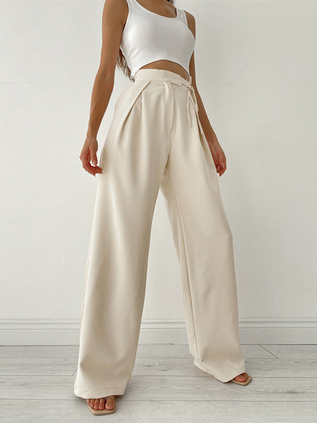 Palazzo Tied Wide Leg Dress Pants