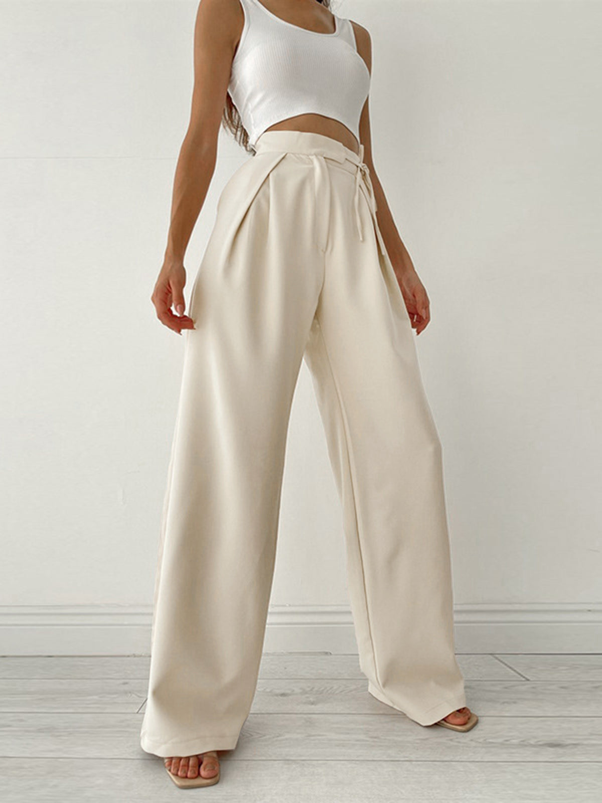 Palazzo Tied Wide Leg Dress Pants