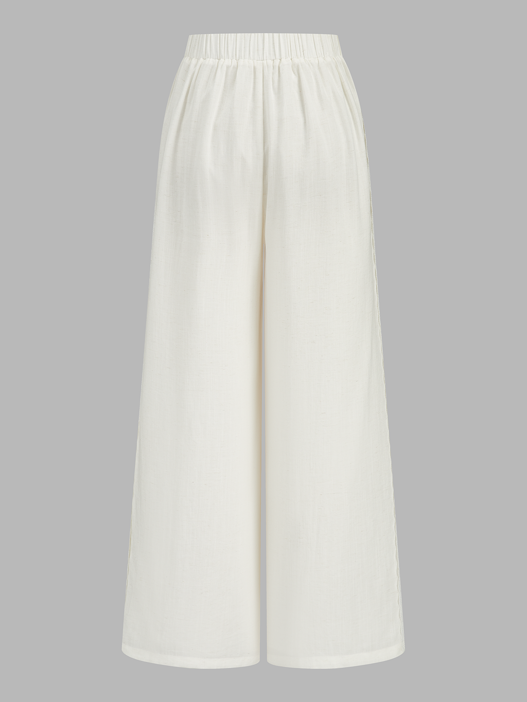 Lace Trim Linen Blend Wide Leg Pants