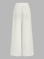 Lace Trim Linen Blend Wide Leg Pants