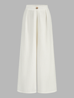 Lace Trim Linen Blend Wide Leg Pants