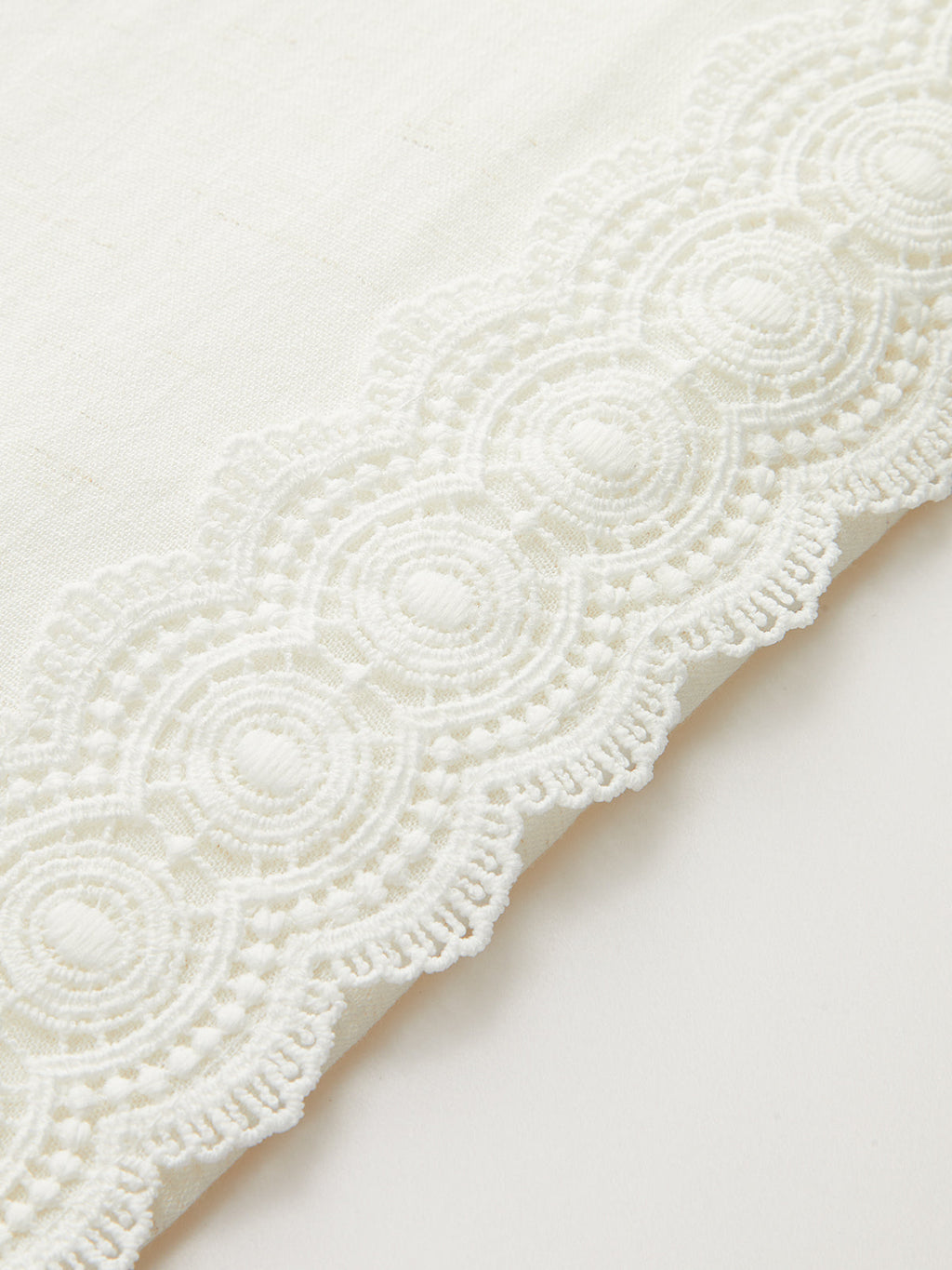Lace Trim Linen Blend Wide Leg Pants