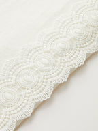 Lace Trim Linen Blend Wide Leg Pants
