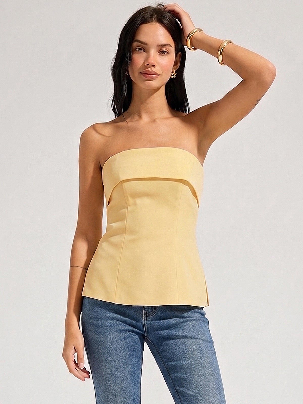 Strapless Foldover Side Slit Tube Top