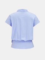 Tie-Neck Striped Cotton-Blend Blouse