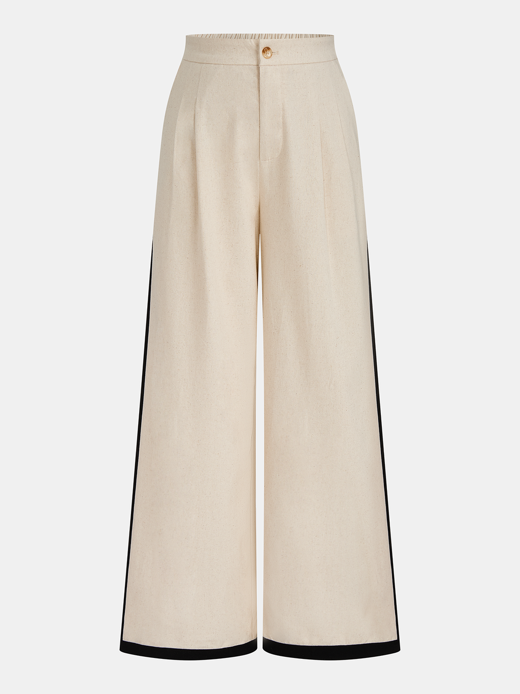 Linen & Cotton Zipper Contrast Binding Pant Set