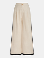 Linen & Cotton Zipper Contrast Binding Pant Set