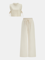 Utility Linen Two Piece Wide Leg Pants Set