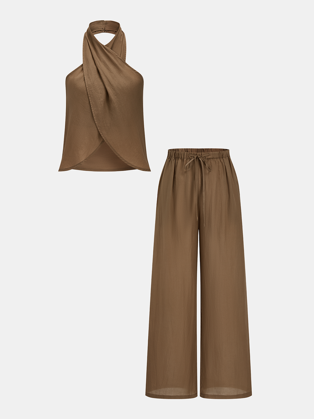 Halter Neck Top & Wide Leg Pants Set