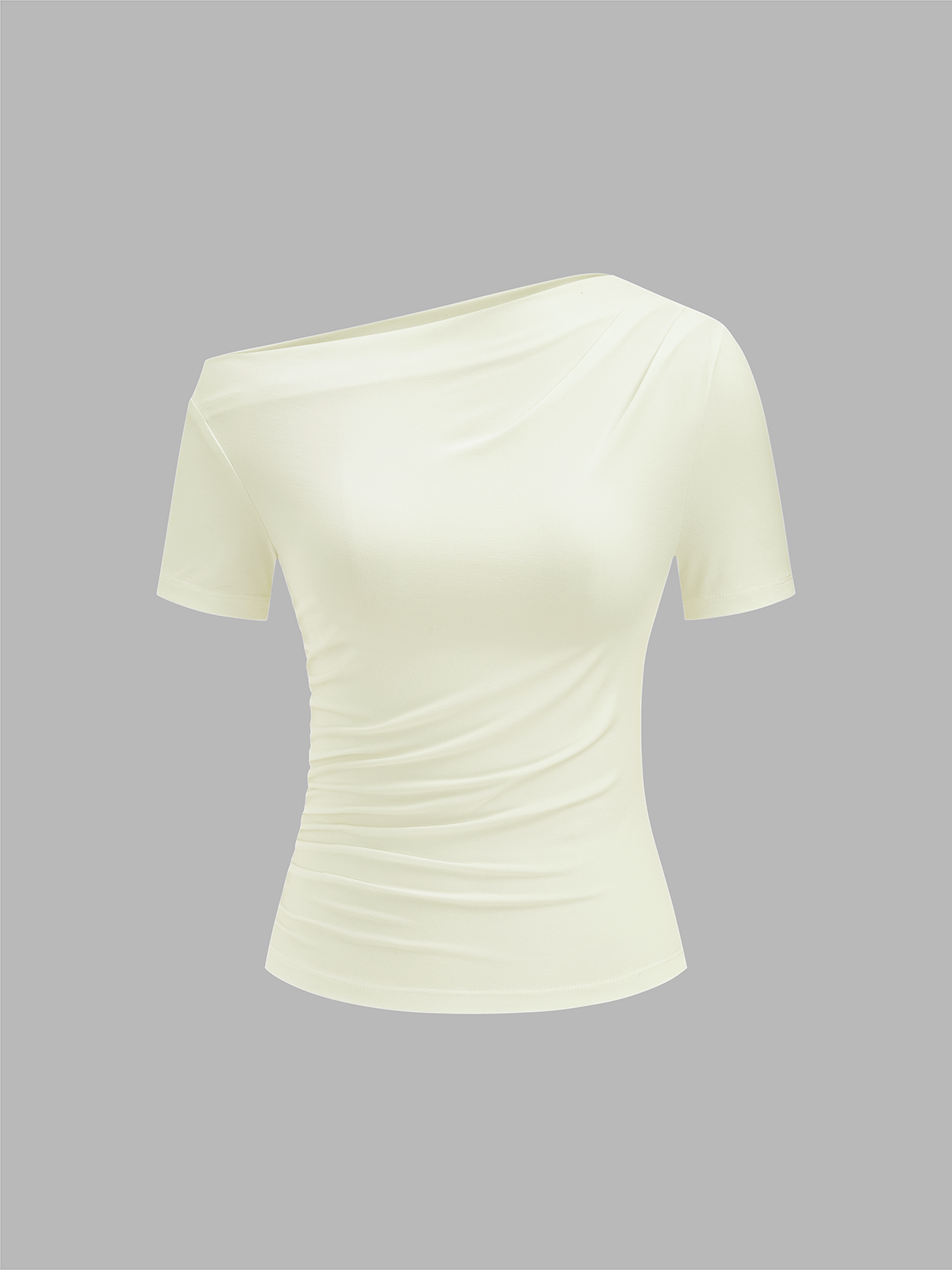 Ruched Off Shoulder Slim Short Sleeve Top