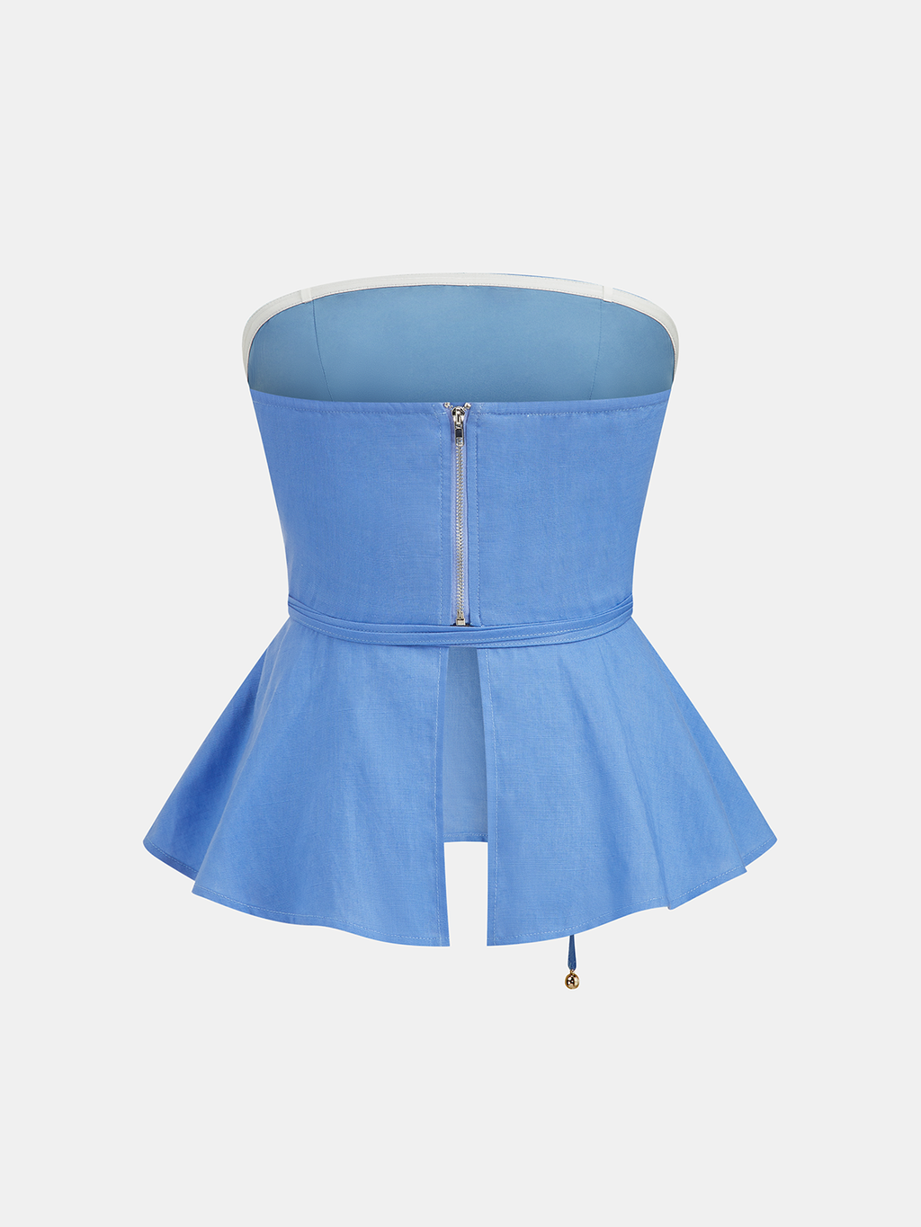 Linen-Blend Strapless Peplum Top & Pants Set