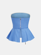 Linen-Blend Strapless Peplum Top & Pants Set
