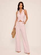 Halter Neck Vest & Wide Leg Pants Set